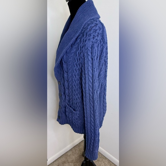 Brooks Brothers preppy cable knit cardigan sweater shawl collar button close M - Picture 10 of 13
